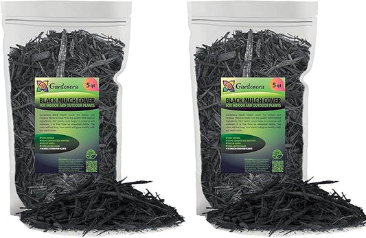 Gardenera Black Mulch - Improve Soil Fertility and Insulate Plant Roots - 10 QUARTS