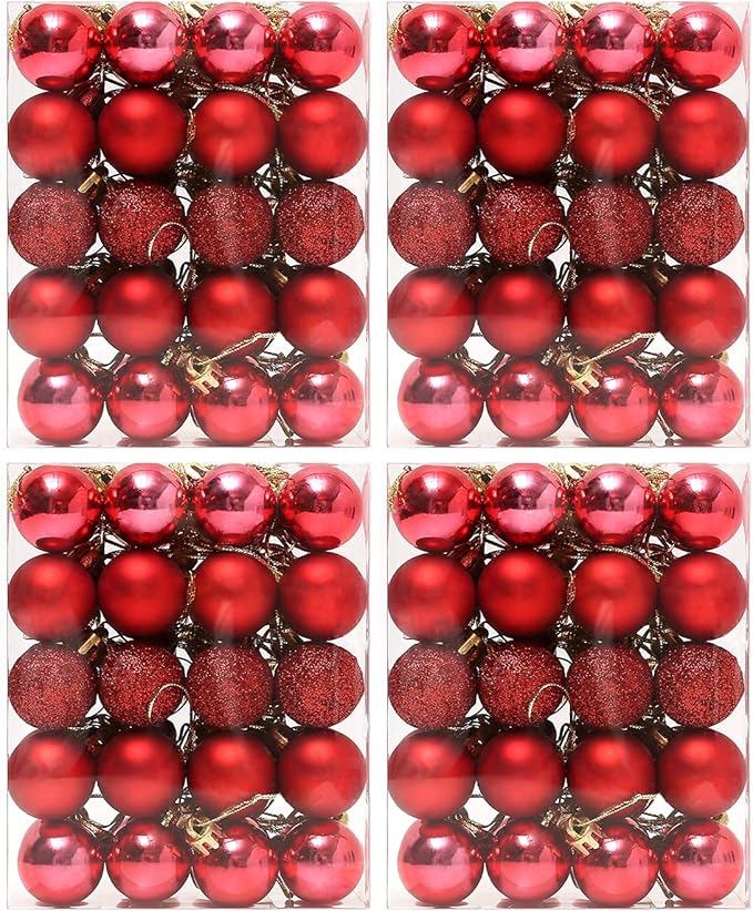 160 Pcs Christmas Balls Ornaments for Xmas Tree - Shatterproof Christmas Tree Decorations Small Hanging Ball 1.18" X 160 Pack (Red)