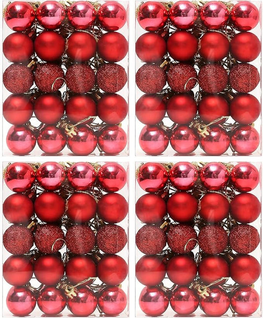 160 Pcs Christmas Balls Ornaments for Xmas Tree - Shatterproof Christmas Tree Decorations Small Hanging Ball 1.18" X 160 Pack (Red)