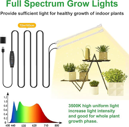 13 Inches LED Grow Light Strips, Grow Lights Match The Flower Stand for Indoor Plants，Full Spectrum 3500K Plant Lamp with 3/9/12H Timer, 10 Dimmable Levels for Seedling Succulent, 2 Head 2 Pack