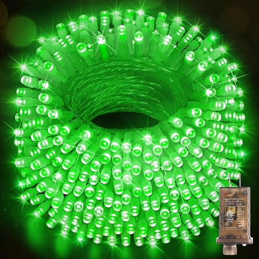 Hezbjiti 1000 LED 403 FT Christmas String Lights Outdoor, 8 Lighting Modes IP44 Waterproof Fairy Lights with Timer and Dimmable Function for Home Party Tree Decorations (Green, Clear Wire)