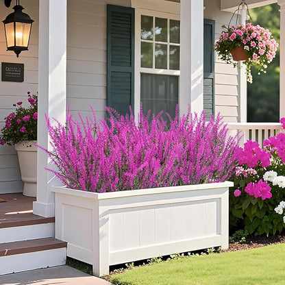 Ouddy Decor 24 Bundles Artificial Lavender Fake Flowers Faux Plastic Plants for Home Wedding Kitchen Garden Patio Window Box Office Table Centerpieces Indoor Outdoor Decor, Fuchsia