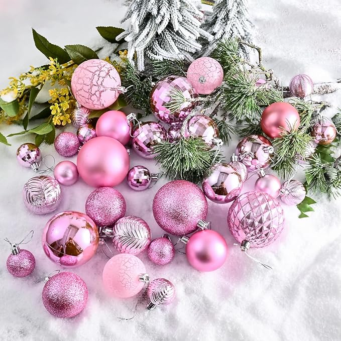 LANGXUN 36pcs Light Pink Christmas Tree Decorations Balls, Bolas De Navidad, 2025 Christmas Decor, Indoor Outdoor Shatterproof Christmas Ornaments, Xmars Party Wedding Suppiles