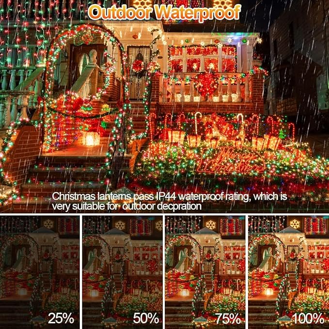 403 FT 1000 LED String Lights Outdoor Christmas Lights Fairy Lights Plug In Clear Wire Waterproof With Remote 8 Modes Timer for Outside House Tree Garden Yard Wedding Party Decorations-Red and Green