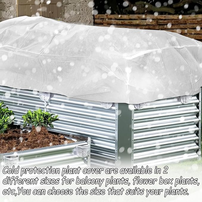 Rectangular Plant Cover Frost Big Size for 8×4×2FT Non Woven Fabric Garden Bed Cover with Zip Drawstring for Winter Cover Protection，Raised Beds Protect Plant Vegetable from Winter Frost