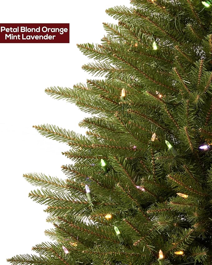 4.5FT Pre-lit Christmas Tree Premium Artificial Spruce Remote Control with 300 Warm White & Multi-Color Lights, Hinged/Feel Real/Realistic/Dual Color Xmas Tree 4.5 Feet Outdoor Festive Holiday Decor