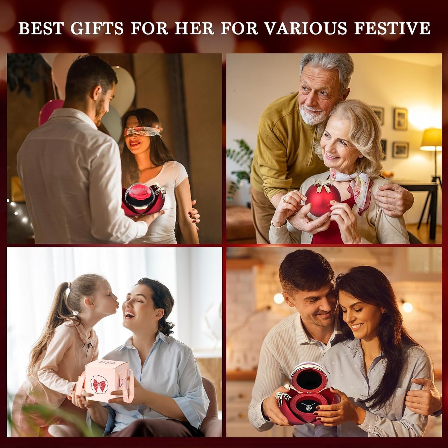 Preserved Red Real Rose-Eternal Flowers Rose Gifts for Mom Grandma Wife Girlfriend on Mothers Day Birthday Valentines Christmas Anniversary Romantic Gifts for Her with I Love You Romantic Gift (Red)