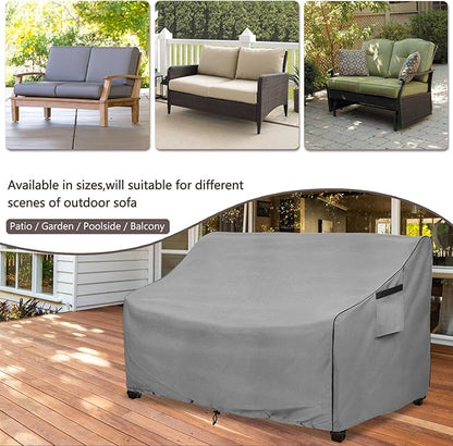 okcool Heavy Duty Patio Sofa Cover, 100% Waterproof 3-Seater Outdoor Sofa Cover Fits up to 76W x 32.5D x 33H Inches, Lawn Patio Furniture Covers,Grey