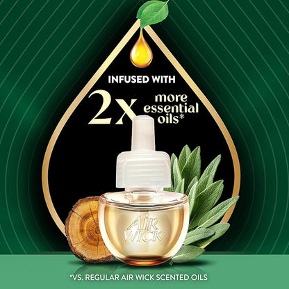 Air Wick Plug in Scented Oil Refill, 5ct, White Sage & Mahogany, Air Freshener, Essential Oils