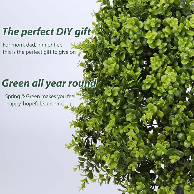 4FT Artificial Boxwood Topiary Tree Fake Topiary Potted Plants for Home Office Garden Indoor Outdoor Decoration 48INCH(2PACK)