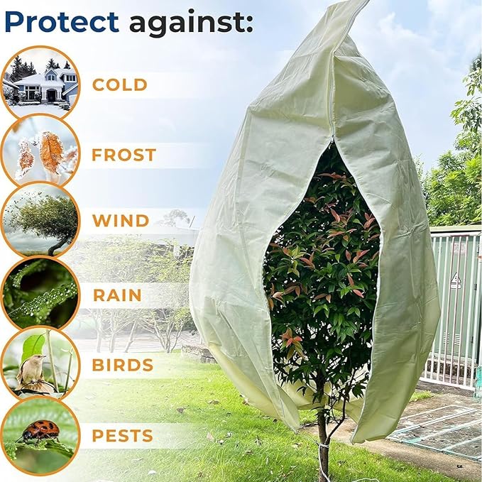 Plant Covers Freeze Protection,98.7 X 142 Inches Frost Protection Covers For Plants, Zippered Drawstring,Suitable For Large Shrubs And Potted Plants.