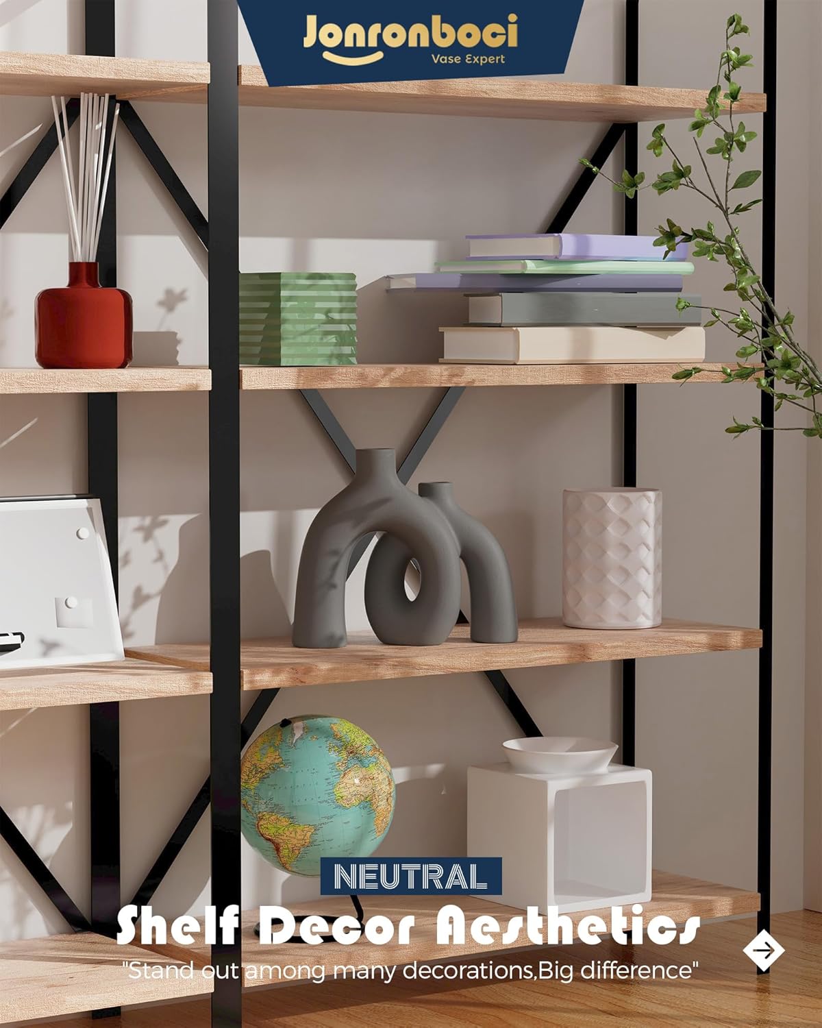 Hug Donut Decorative Vase Set - Dark Gray Modern Minimalism Industrial Style Vases Home Decor, Matte Ceramic Decorations for Living Room Shelf, Bookshelf Mantle Entryway Table or Console Décor(Gray)