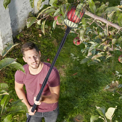 Fruit Picker Pole with Basket - 10.7FT(130Inch) Adjustable Fruit Picker with Basket, Orange Picker, Fruit Picking Pole for Orange Apple Avocados Lemon, Black