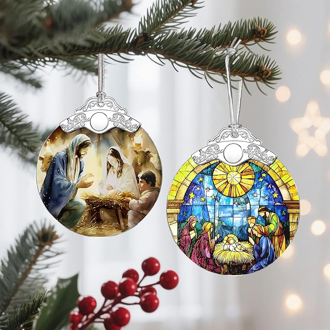 Christmas Ornament, Christmas Tree Decor, Christian Ornament, Nativity Scene, Religious Home Decor, Christian Gifts, Religious Gifts, Gift Exchange, Gift Idea - Pattern F