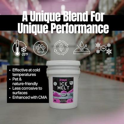 Peach Country Pink Ice Melt Pet Friendlier Eco-Friendly De-Icer, Fast-Acting Granules for Driveways, Walkways & Entryways, 8 lb Pail