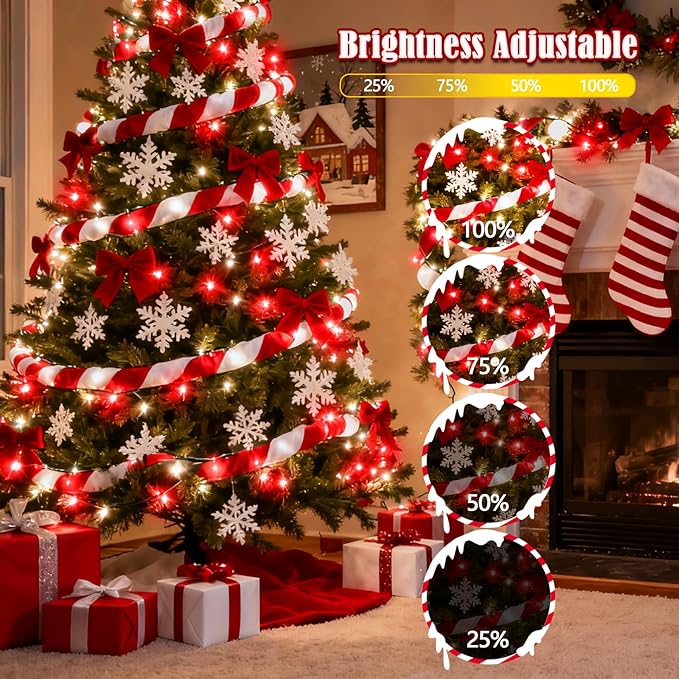 Voice Control 88ft 240LED Smart Christmas String Lights Outdoor/Indoor | String Lights Plug in with Remote, 12Modes, 7Voice Commands & Timers, Christmas Twinkle Light for Xmas Tree Decor (Red & White)