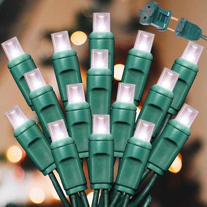 LAMPHOME 1200LED (24pk of 50L) String Lights, LED Christmas Lights, 6" SPACING,Green Wire, White