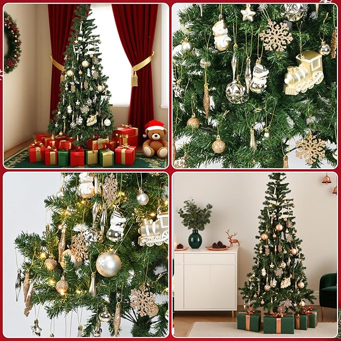 70 Pcs Christmas Ball Ornaments Set，Shatterproof Gold Ornaments for Xmas Tree，Christmas Ball Tree Hanging Ornaments for Christmas Decoration (Gold)