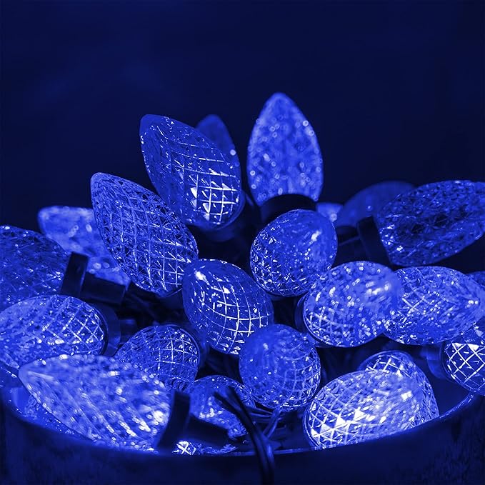 Dazzle Bright C9 Waterproof Blue Christmas Lights, 50 LED, 33ft Long, Indoor Outdoor Use