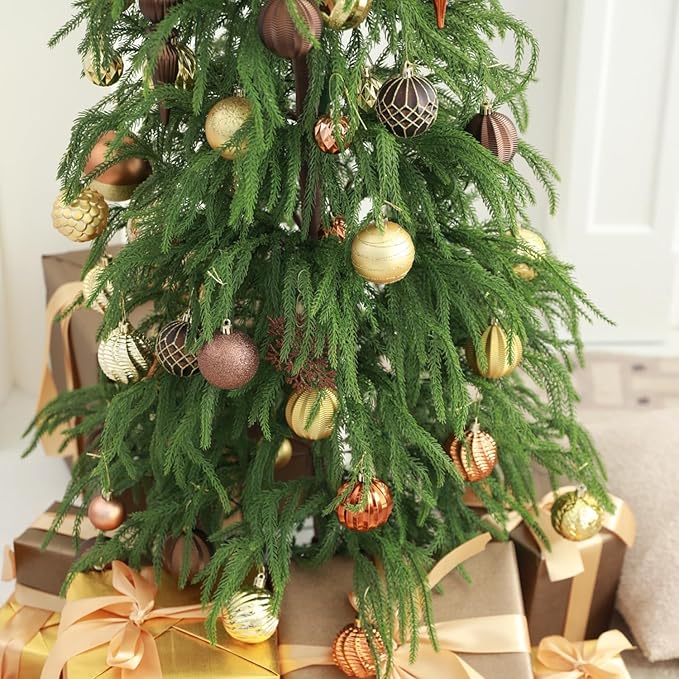 Christmas Tree Ornaments Decorations Set-116ct 1.18-6.5 Inch Assorted Copper Gold Shatterproof Decorative Hanging Christmas Ball Ornaments Bulk,Xmas Tree Tabletop Decorations for Holiday Decor