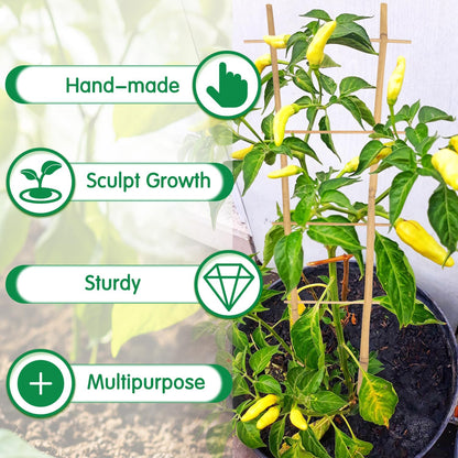 Bamboo Trellis 16" Ladder Vertical Gardening Plant Trellis for Climbing Plants Orchid Monstera and Indoor Potted Plants-6 Pack