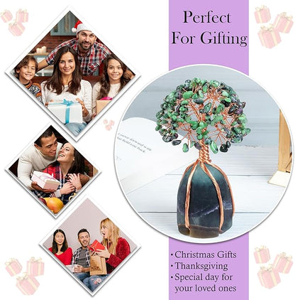 Crocon Ruby Zoisite Crystal Tree with Fluorite Rough Base Tree of Life Decor for Shelf, Bedroom, Birthday Gifts for Women, Sister Birthday Gift for Mom, Cute Home Decor Present