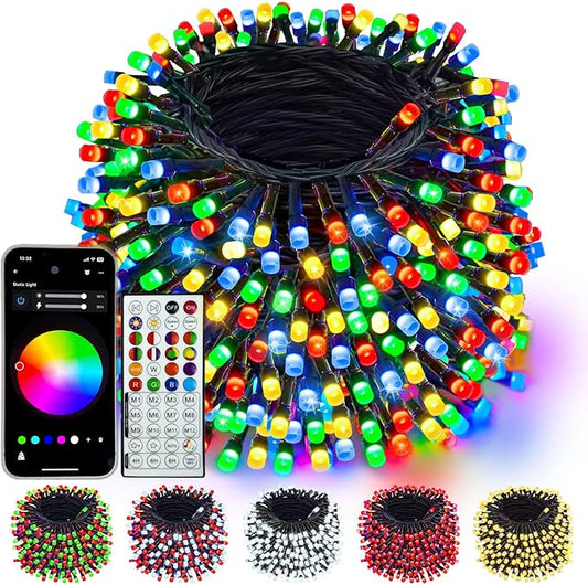 400LED Smart Color Changing Christmas Lights App Controlled, 142FT Waterproof RGB Twinkle String Light Music Sync Multiple Modes, Christmas Lights with Remote & Timer Indoor Outdoor Xmas Decorations