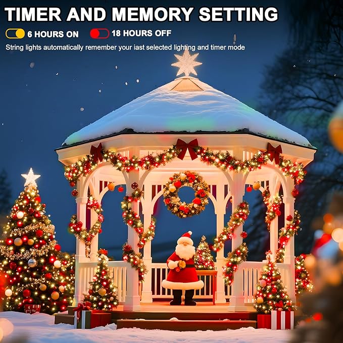 328 FT 1000 LED String Lights Outdoor Indoor, Christams String Lights Waterproof 8 Modes & Timer, Fairy Lights Plug in for Bedroom, Weeding, Patio, Party, Holiday,Christmas Decor (Red+Warm)