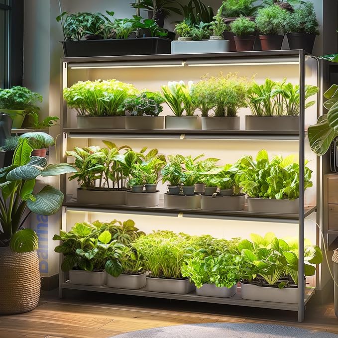 Barrina 3FT T8 Grow Light, 180W(6 x 30W), 1000W Equivalent, Full Spectrum, Plant Light, Growing Lamp Fixture, LED Grow Light Strips, for Indoor Plant, Greenhouse, Linkable Design, Yellow, 6-Pack