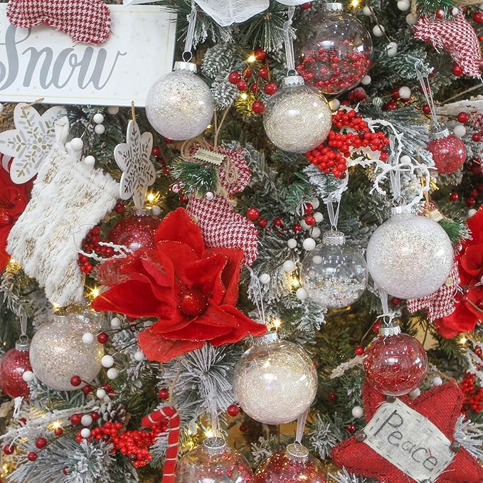 Sea Team Shatterproof Clear Plastic Christmas Ball Ornaments Decorative Xmas Balls Baubles Set with Stuffed Delicate Decorations (70mm/2.76 inch 24-Pack, Iridescent)