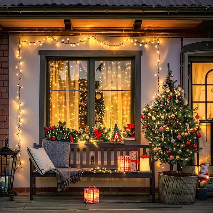 JMEXSUSS 272ft 800 LED Outdoor Christmas Lights, 8 Modes Warm White Christmas Tree Lights Green Wire, Waterproof Led String Light for Outside Indoor Xmas Party Tree Decor