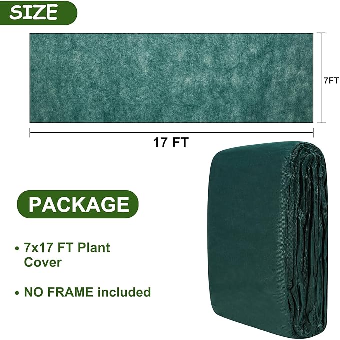 Plant Covers Freeze Protection 6.5x16.4 FT 1.2oz/yd² Green Frost Cloth Blankets for Outdoor Plants in Winter, Floating Row Cover for Vegetable Garden