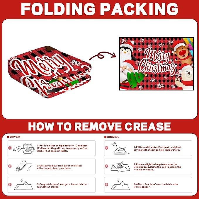 5' X 7' Christmas Area Rugs,Xmas Tree Snowflake Non-Slip Washable Rug Indoor Rugs Floor Mats Carpet for Living Room Bedroom Dining Room Home Decor