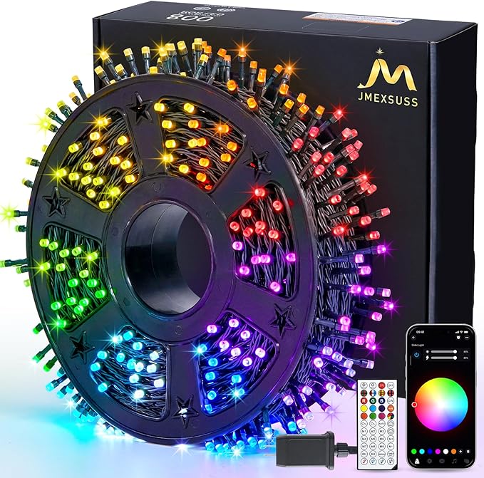 JMEXSUSS 800 LED Color Changing Christmas Lights Outdoor, 272ft 8 Modes Christmas String Lights Plug in, Waterproof Green Wire LED Christmas Tree Lights