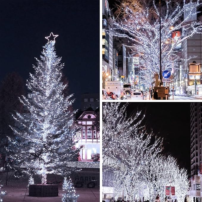 Connectable 100LED 42Ft 13Modes Christmas String Lights Indoor Outdoor | Extendable Green Wire Cool White Christmas Tree Lights with Timer | Twinkle Fairy Light Plug in for Xmas Tree(Cool White)