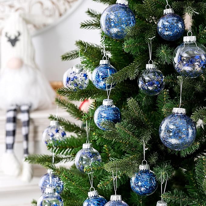 Christmas Ornaments Ball Set-Shatterproof Clear Plastic Decorative Baubles for Xmas Tree House Holiday Wedding Party Decoration,20pcs Blue