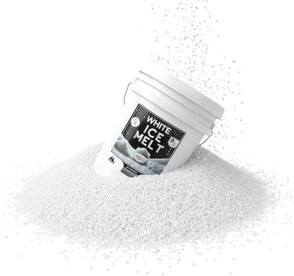 Peach Country White Ice Melt Pet Friendlier Eco-Friendly De-Icer, Fast-Acting Granules for Driveways, Walkways & Entryways, 45 lb Pail