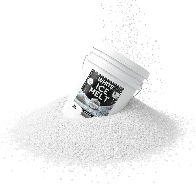 Peach Country White Ice Melt Pet Friendlier Eco-Friendly De-Icer, Fast-Acting Granules for Driveways, Walkways & Entryways, 20 lb Pail