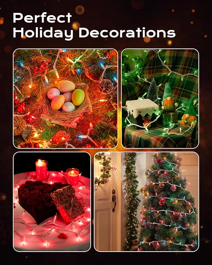 Brightown Clear Christmas String Lights, 3 Pack Each 100-Count 25ft Incandescent Bulb Mini Lights for Indoor Holiday Decor, Christmas Tree Garland Wedding Party Festival Decoration, White Wire