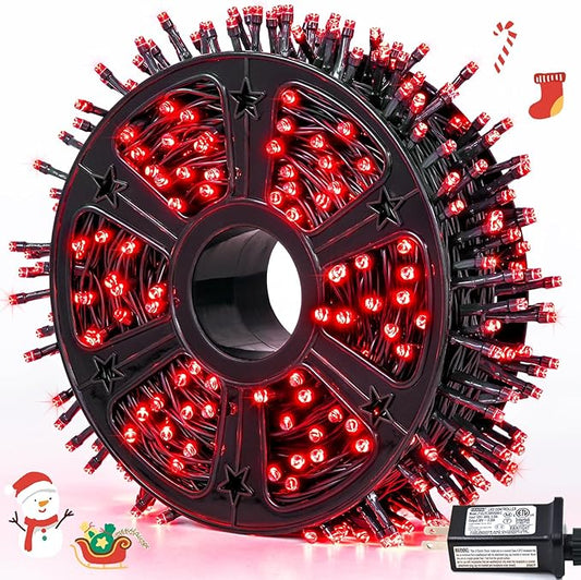 JMEXSUSS 500 LED Red Christmas Lights Outdoor, 173ft Red String Lights Plug in, Waterproof 8 Modes Christmas Light for Tree Party Xmas Holiday Decorations