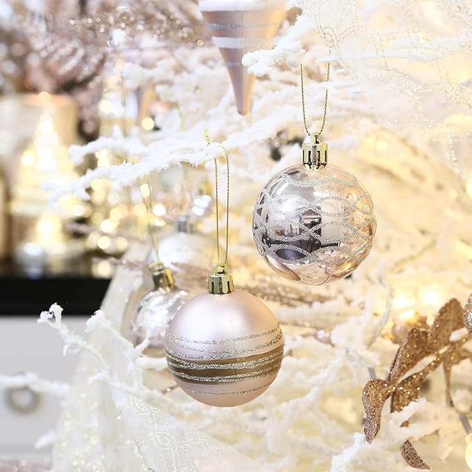 Sea Team 60mm/2.36" Set of Colorful Painted Sparkling Ornaments and Hanging Balls for Christmas Tree - 30pcs