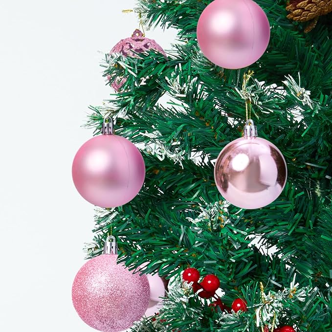 100-Pack Christmas Ball Ornaments for Tree,Shatterproof Plastic Holiday Baubles Set in Assorted Sizes and Finishes, Christmas Tree Decorations for Home, Office, Party, Indoor Outdoor Use