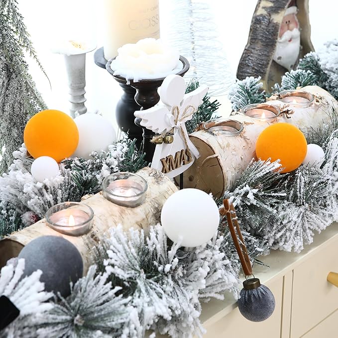 Sea Team 25-Pack Flocked Velvet Christmas Tree Ball Ornaments Set, Hanging Velour Baubles, Shatterproof Plastic Decorations for Xmas Tree, Wreath, Garland, 60mm/2.36 Inches, Orange