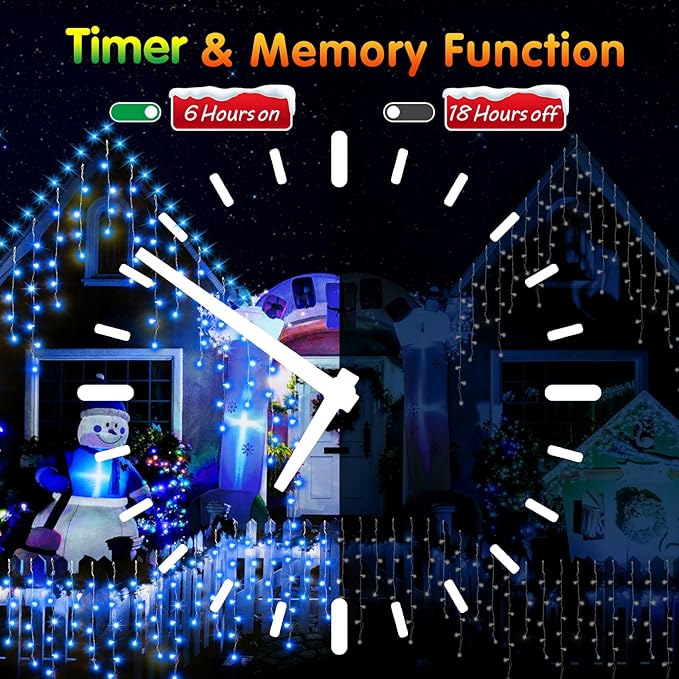 131FT Christmas Lights Outdoor 1440 LED Christmas Decorations Waterproof Plug in with 8 Modes & Timer Christmas Lights for Roof Party Garden Holiday Decor (Blue)