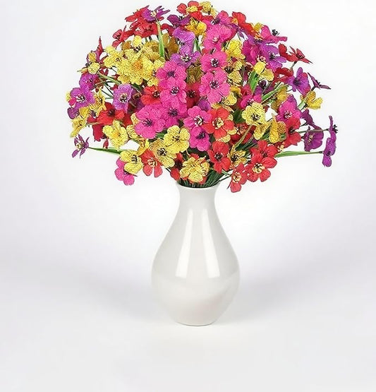 Artificial 15-Bloom Violet Flowers, Fake Flowers for Indoor Outdoor Decor, Faux Plants for Garden, Porch, Fall and Seasonal Decoration, UV Resistant Faux Plants (Mixed)