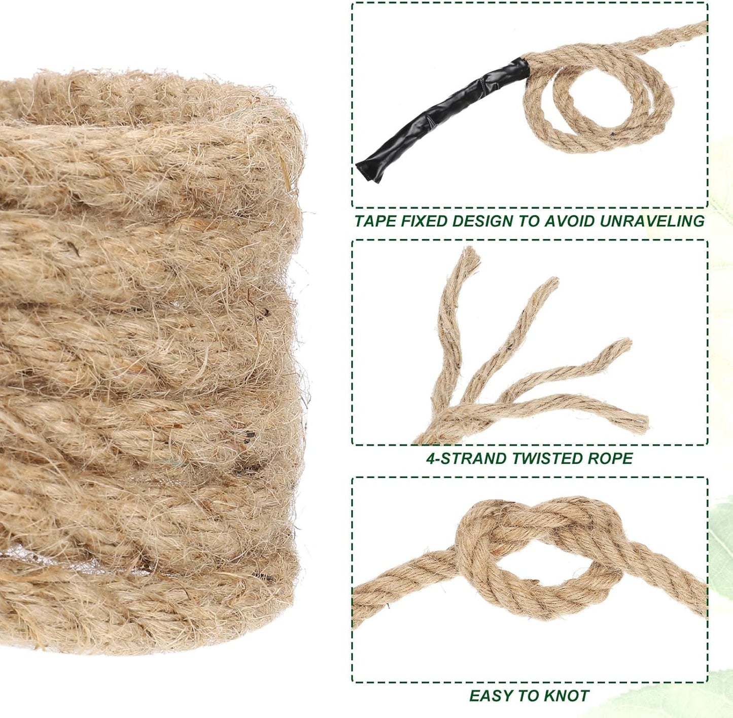 PATIKIL 1/2" x 50 Ft Twisted Manila Rope Jute Rope Natural Thick Jute Rope Twine Burlap Rope for Docks Railings Bundling Craft Tug of War Decorating