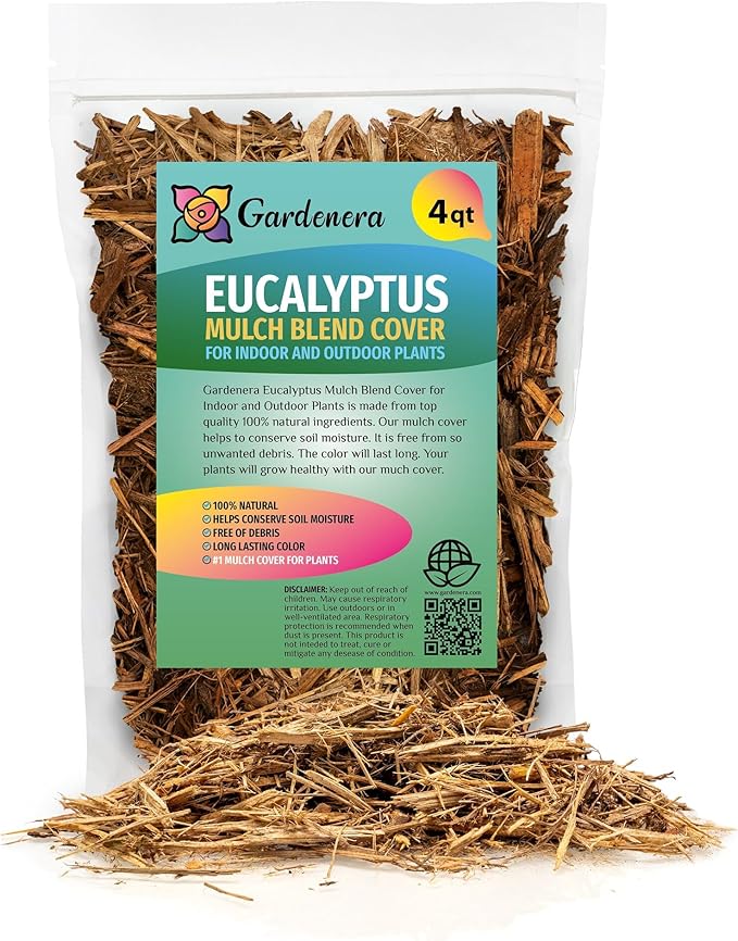 Gardenera Eucalyptus Mulch - Naturally Suppress Weeds and Enhance Plant Growth - 4 QUARTS