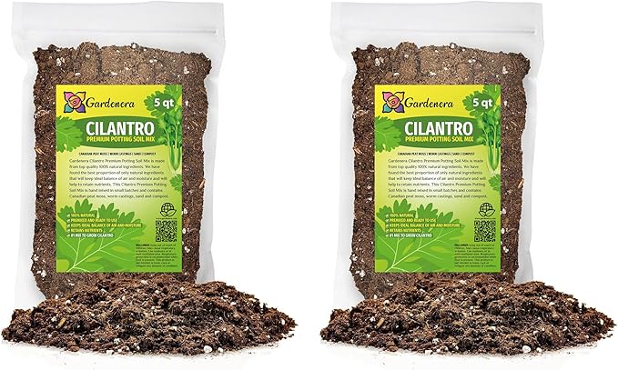 Gardenera Cilantro Plant Potting Soil - All-Natural Blend for Thriving Cilantro Plants - Boosts Root Health and Aroma - 10 Quart