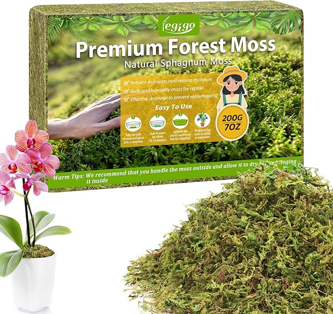 Legigo 7OZ Premium Forest Moss for Plants, 8 QT Natural Green Sphagnum Moss for Potted Plants, Dried Orchid Moss Potting Mix, Soft Real Moss Decorative for Houseplants Orchids Succulents Reptiles
