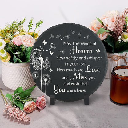 Memorial Garden Slate Stone, Memorial Plaque Sympathy Gifts for Loss of Loved One, Dandelion Memorial Gifts for Loss of Father, Mother, Brother, Son, Husband Stones TNA16